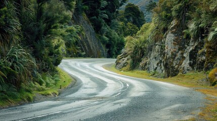 Obraz premium Motorcyclist on winding road