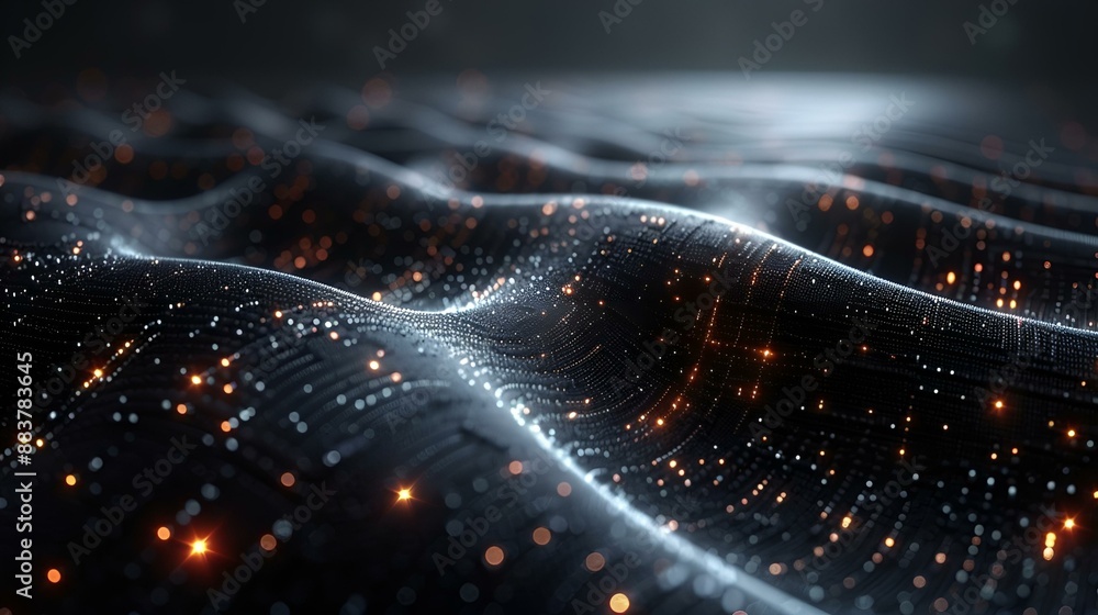 Poster colorful data wave graphic symbolizing the flow of diverse data sets.