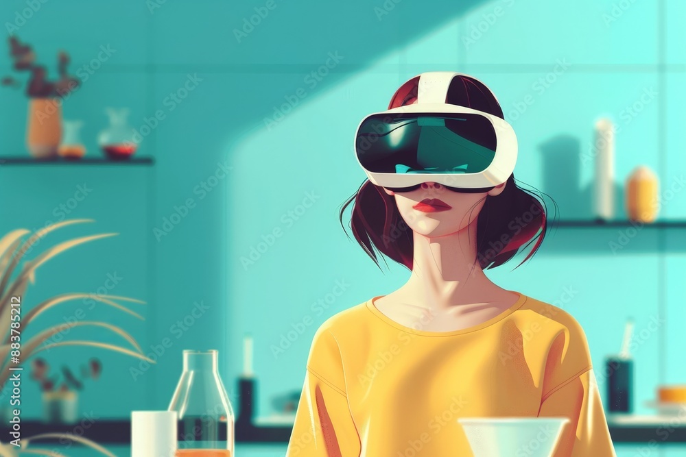 Poster virtual lab experience: student engaged in hands-on learning through simulated environment