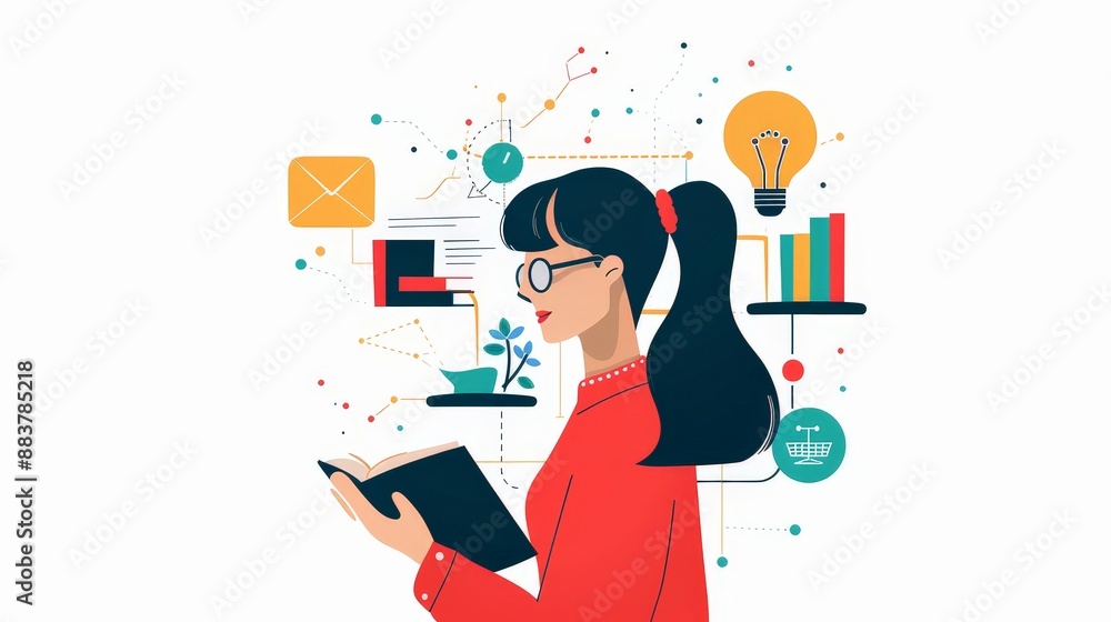 Aufkleber personalized digital tutoring: minimalist student learning with customized paths and support icons