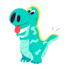 Cute dinosaur sticker in flat style 

