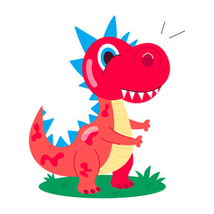 A flat style sticker of cute dinosaur character 

