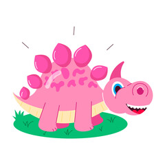 A flat style sticker of cute stegosaurus

