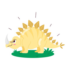 A flat sticker of angry stegosaurus dinosaur    © Vectors Market