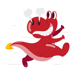 Fototapeta premium A flat style sticker of running dino