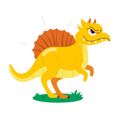 A flat style angry spinosaurus cartoon 

