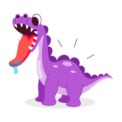 Hungry dinosaur with open mouth, flat sticker 


