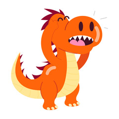 Cute cartoon style sticker of a baby dinosaur 


