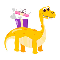 Cute dinosaur gift, flat style sticker 