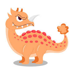 A flat sticker of angry dinosaur character 

