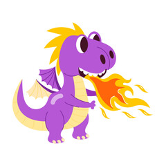 Fire breathing dinosaur, flat style sticker 

