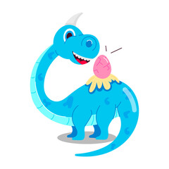 A flat sticker of mother dinosaur with egg 

