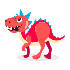 This flat sticker showing creepy dinosaur with angry expression 

