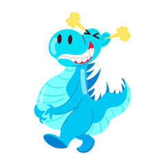 A flat style sticker of pregnant dinosaur in pain 


