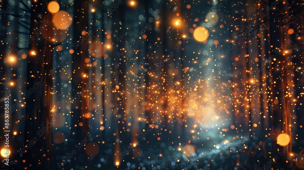 Poster mystical forest filled with magical lights creating an enchanting and captivating atmosphere in the 