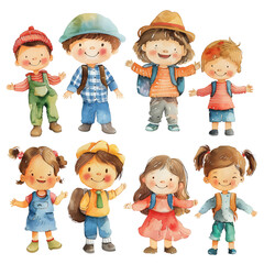 kids clip art activity character painting watercolor