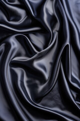 Obraz premium Luxurious navy blue satin fabric with a smooth and shiny texture. Perfect for backgrounds, fashion, textiles, and design projects.