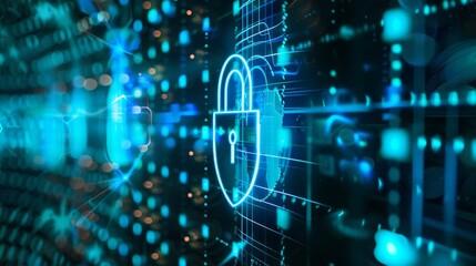 Fototapeta premium A state-of-the-art cybersecurity system, featuring an impenetrable firewall and advanced encryption algorithms, safeguarding critical data.