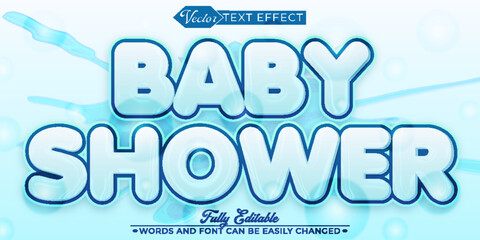 Cartoon Baby Shower Party Vector Editable Text Effect Template