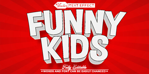 Red Cartoon Kids Vector Editable Text Effect Template