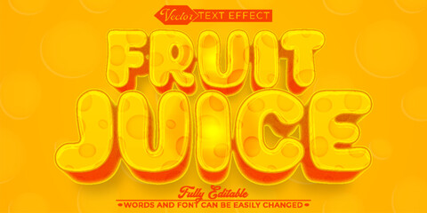Fototapeta premium Cartoon Fruit Juice Vector Editable Text Effect Template