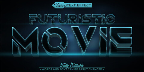 Futuristic Movie Blue  Vector Editable Text Effect Template