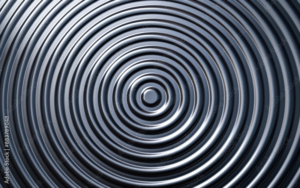 Poster close-up of concentric circles creating a mesmerizing abstract pattern with metallic texture, perfec