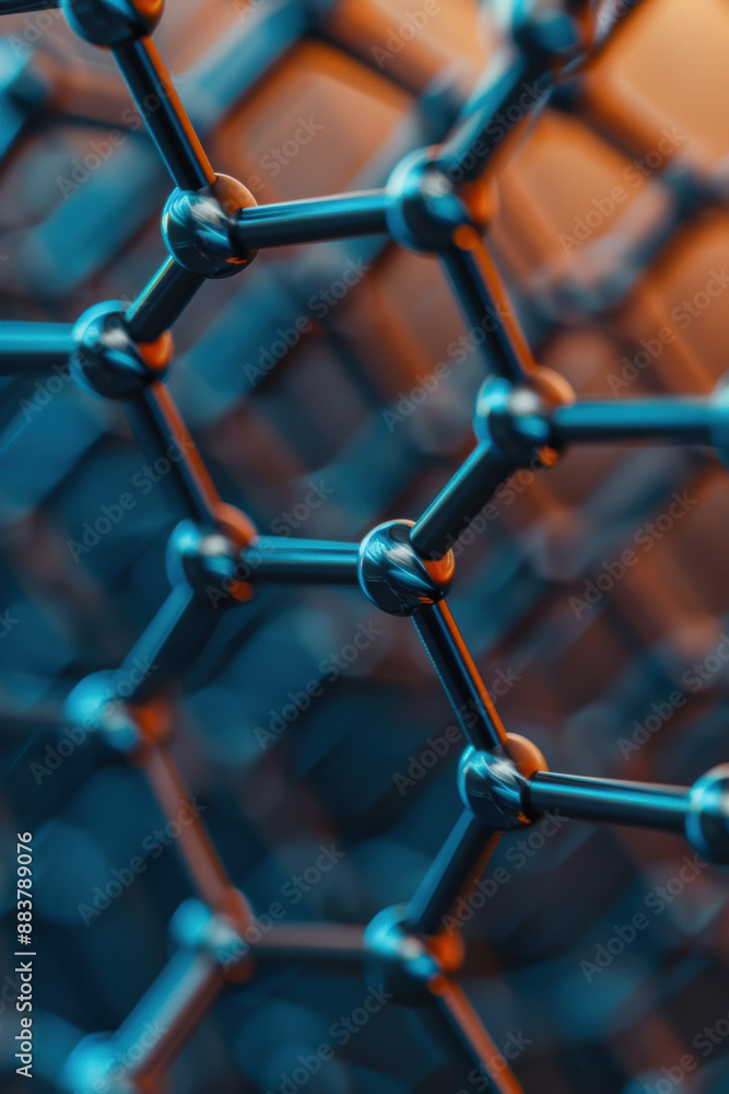 Poster close-up of a graphene molecular structure illustrating advanced nanotechnology and material science