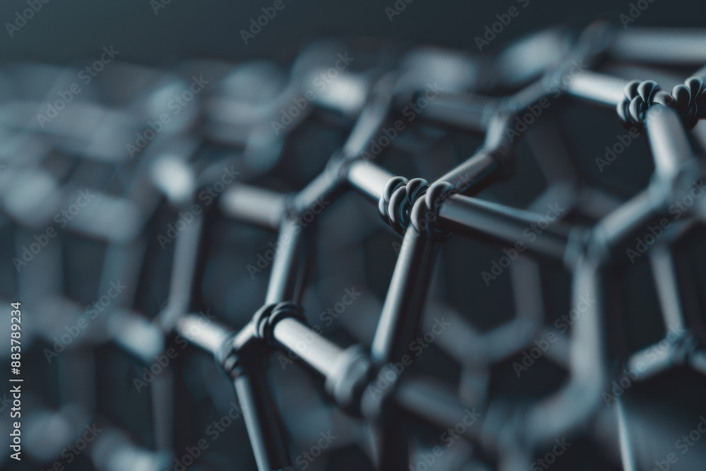 Poster close-up of a carbon nanotube structure showcasing its hexagonal arrangement, illustrating the intri