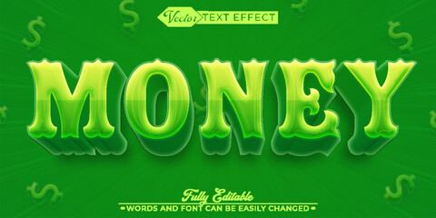 Cartoon Rich Green Money Vector Editable Text Effect Template