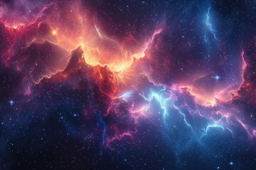 Fototapeta premium Colorful Nebula: Stunning HD Background for Space and Astronomy Concepts featuring Beautiful Galaxy Clouds, Supernova, and Night Stars