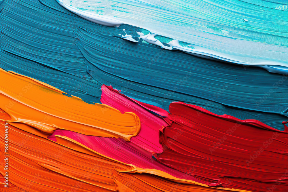 Poster vibrant abstract art with bold brushstrokes and vivid colors creating a dynamic and textured composi