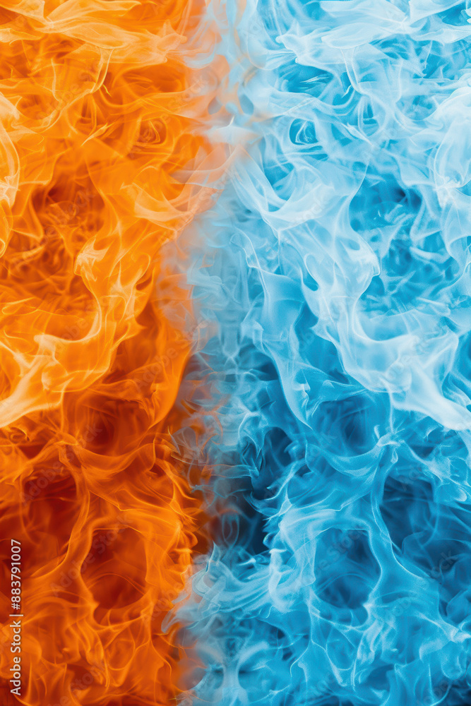 Aufkleber dynamic clash of orange fire and blue flame creating a vibrant and captivating visual display of con