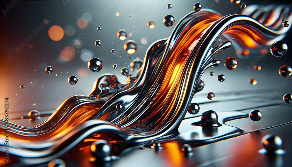 Poster dynamic liquid flow with vibrant colors and abstract patterns