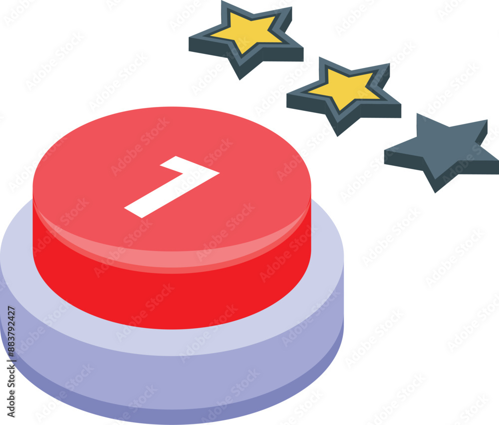 Poster red button showing number one with stars getting one star review