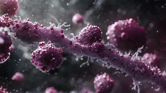 A leukocyte squeezing through a bat membrane aided by enzymes that degrade the extracellular matrix.