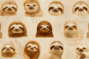 Collection of Hand-Drawn Sloth s Displaying Whimsical and Adorable Characters