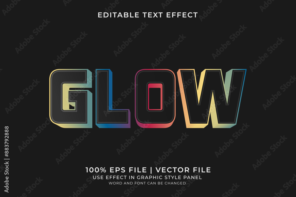 Poster glow text effect editable vector