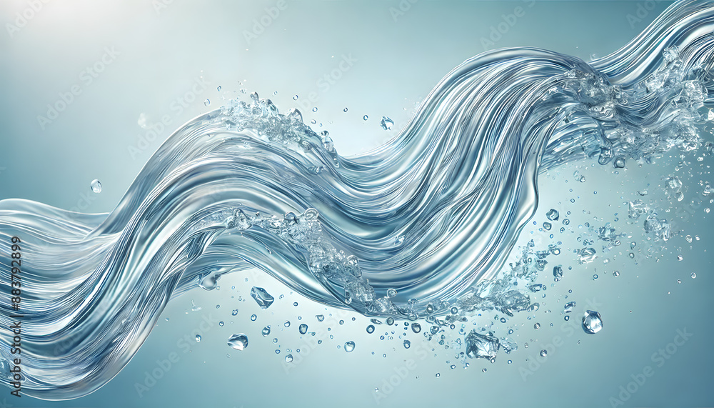 Aufkleber mesmerizing water waves flowing in dynamic swirling motion with elegant curves