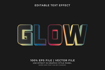 Glow text effect editable vector