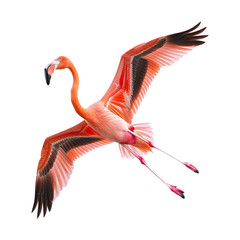 Flying flamingo isolated on PNG