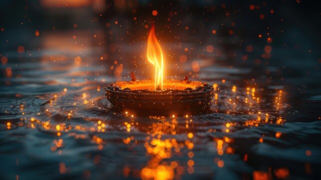 3D illustration of a Diwali Diya, Diwali background illustration, Happy Diwali, generative AI