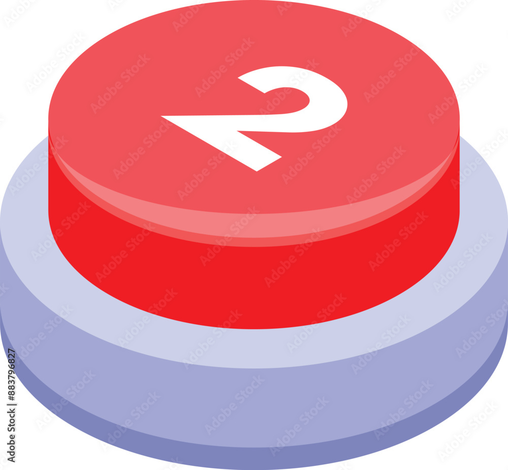 Poster red button showing number two for a second place or ranking concept