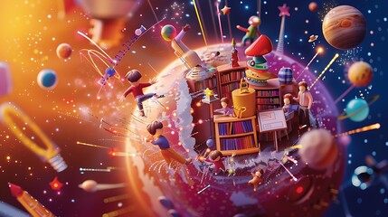 Vibrant Globe Featuring Educational Adventures and Scientific Exploration