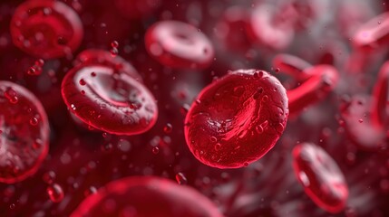 Microscopic view of red blood cells in plasma illustrating cellular structure and vital components for oxygen transport in the human body