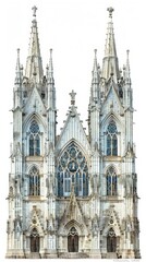 Fototapeta premium Majestic gothic cathedral with intricate details and twin spires, showcasing architectural beauty and historical grandeur.