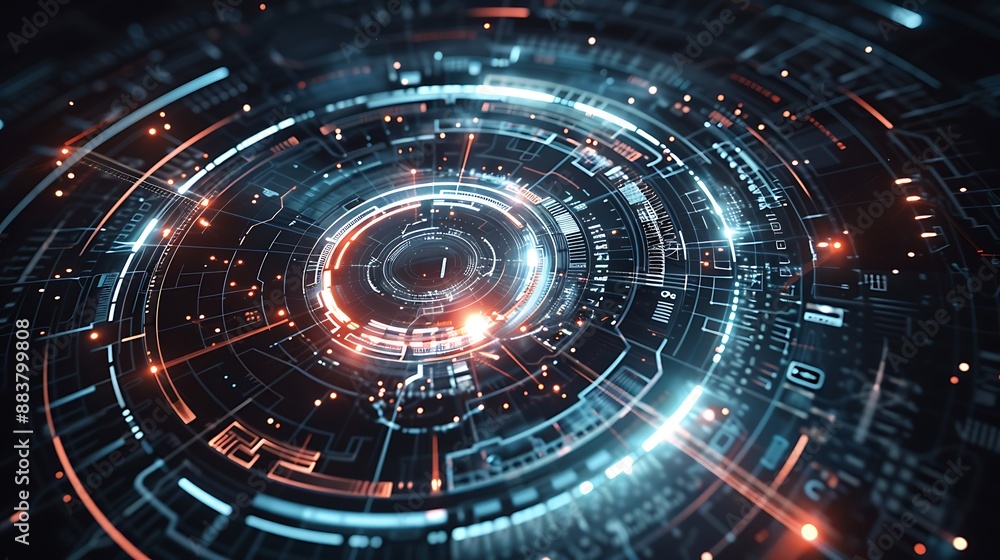 Poster ai generated colorful abstract virtual digital circular circle element movement for futuristic moder