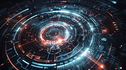 Ai generated Colorful Abstract virtual digital Circular Circle Element movement For Futuristic Modern Science or Technology Science Fiction Concept.