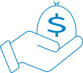 Money savings icon, profit icon vector illustration, hand holding dollar sign, income icon, salary icon, finance icon, art and illustration