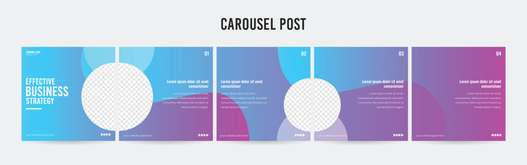 Set of minimalist business carousel post, Customize social media template design, Instagram and Linkedin carousel post, template eps 10.